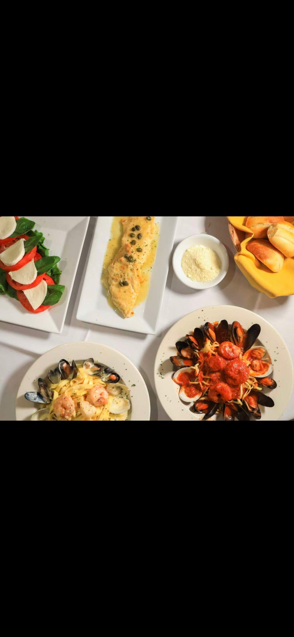 Sunday Brunch at Fratelli — Caprese, piccata, and seafood pasta